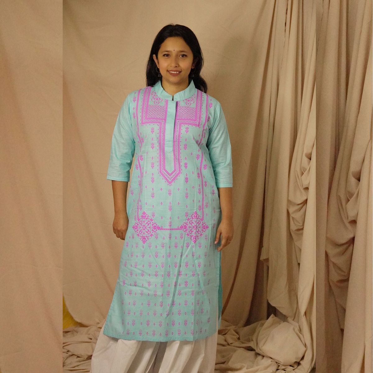 Bindu sky blue kurti