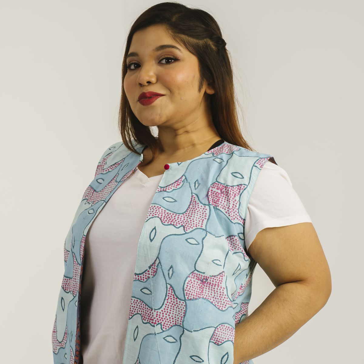 Powder Blue Shyamolima Reversible Koti