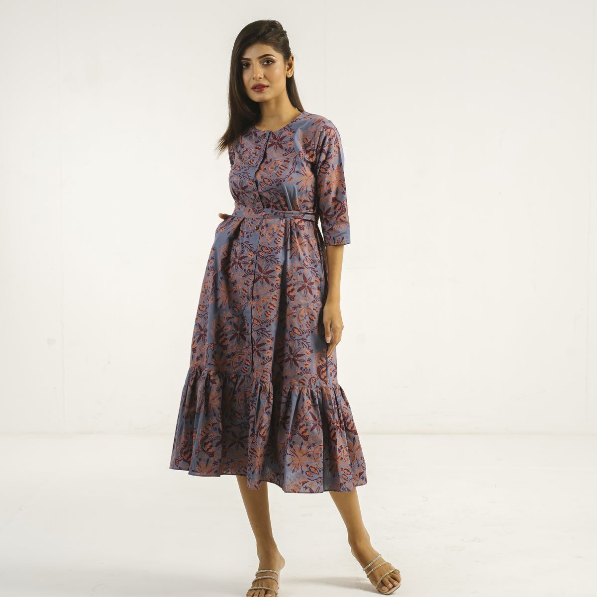 Dusty- Ash Shyamolima Flared Dress