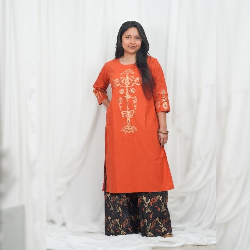 Wari Boteshwar Orange  Kurti