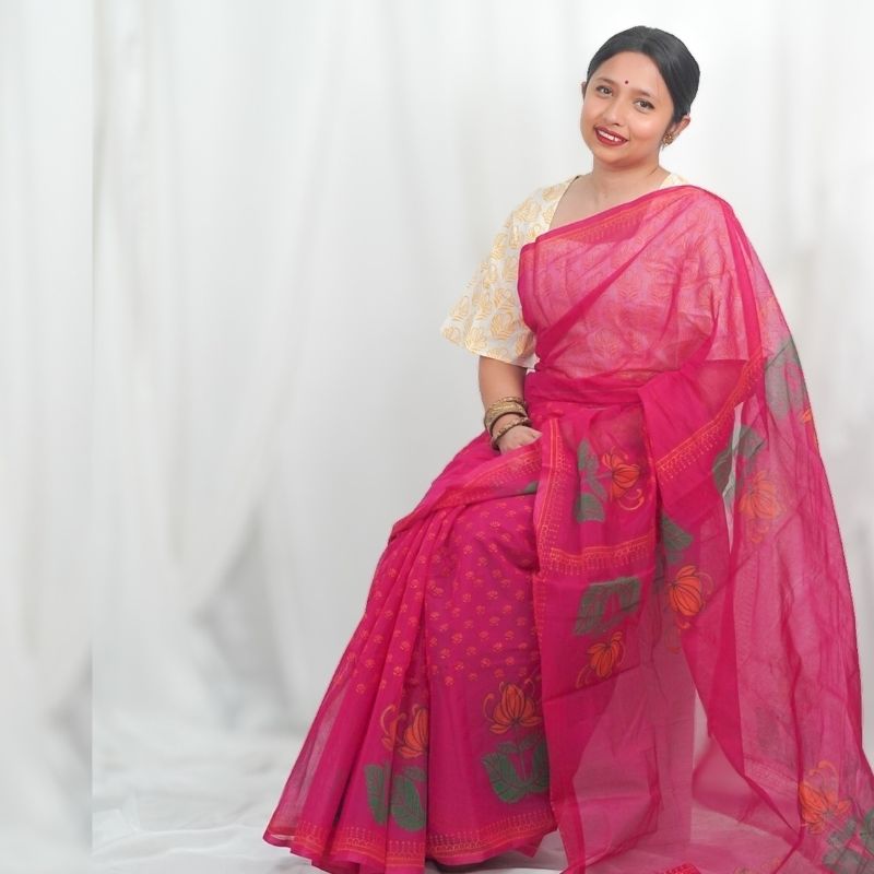 Parijaat Magenta Saree
