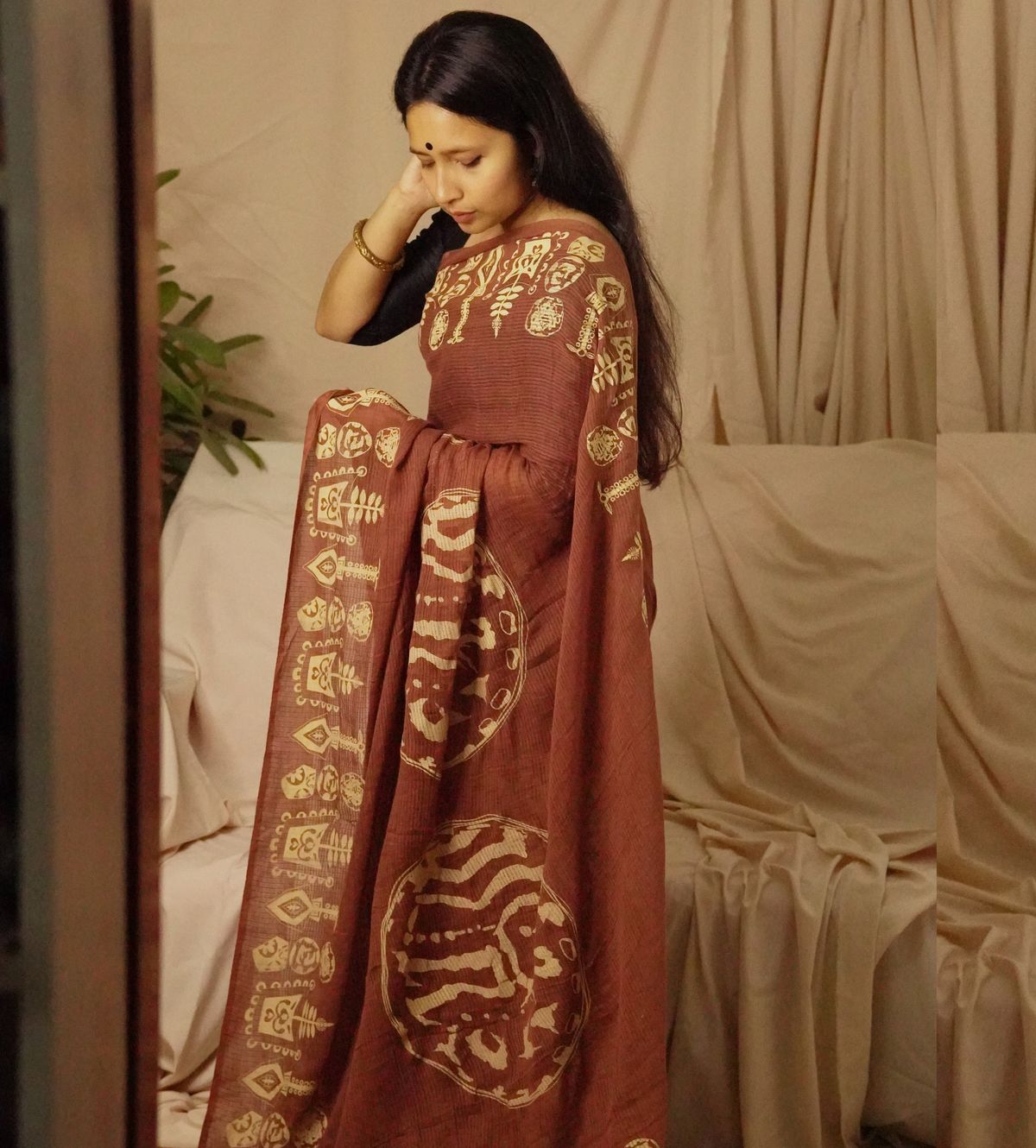 Wari botteshwar chestnut Saree