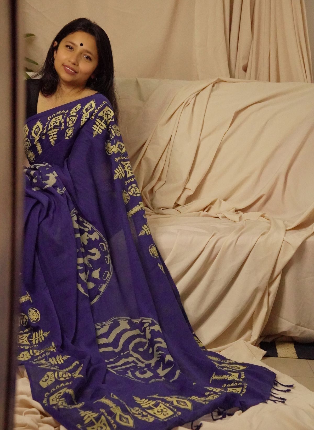 Wari-Botteshwar Blue Saree