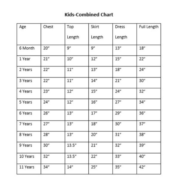 Size chart
