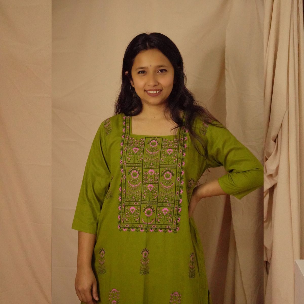 Alpona Green Kurti