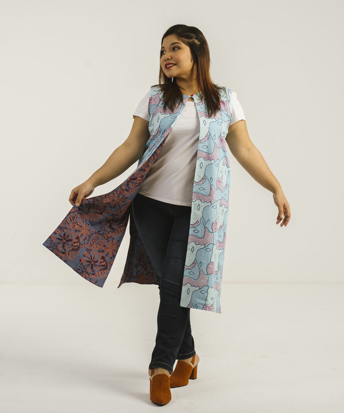 Powder Blue Shyamolima Reversible Koti