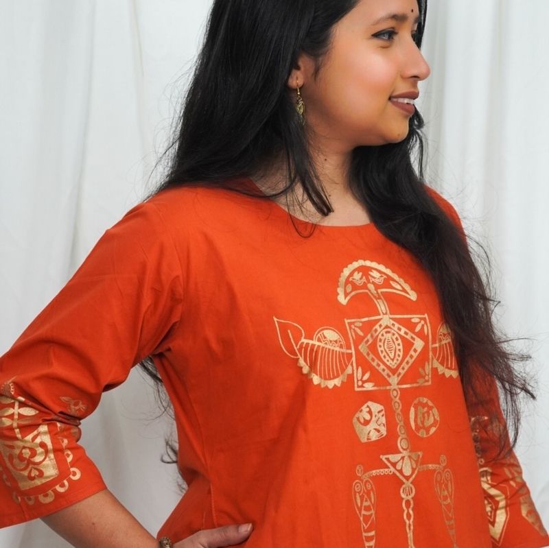 Wari boteshwar orange kurti