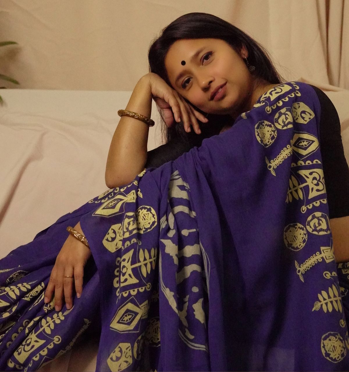 Wari-Botteshwar Blue Saree